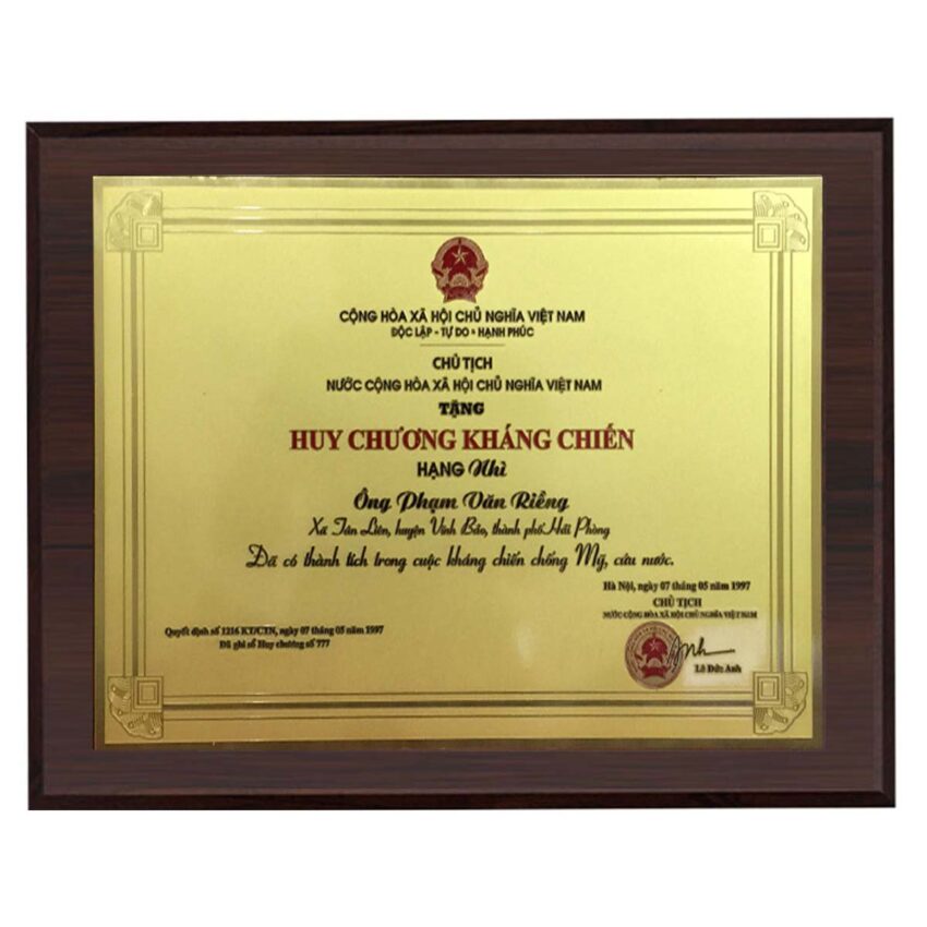 Mẫu Huy chương kháng chiến hạng nhì