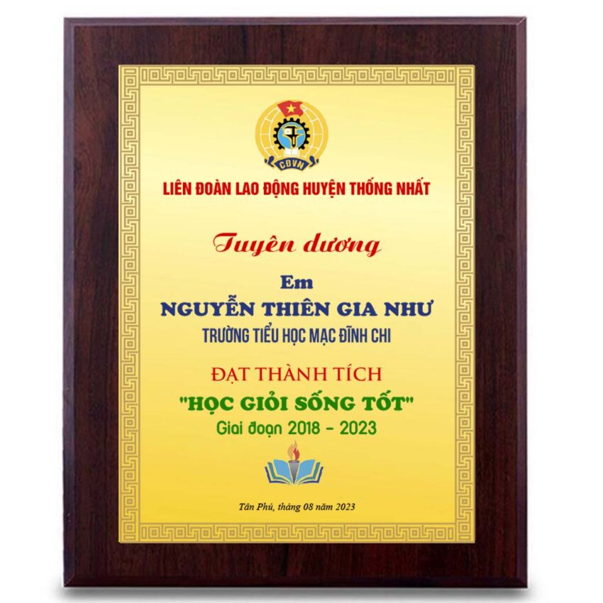 Bảng vinh danh làm quà tặng tuyên dương lưu niệm
