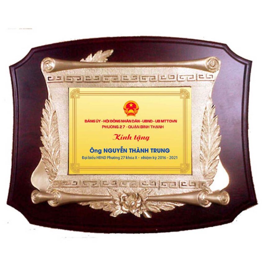 Mẫu kỷ niệm chương tri ân tặng đại biểu nhà tài trợ (loại lớn)
