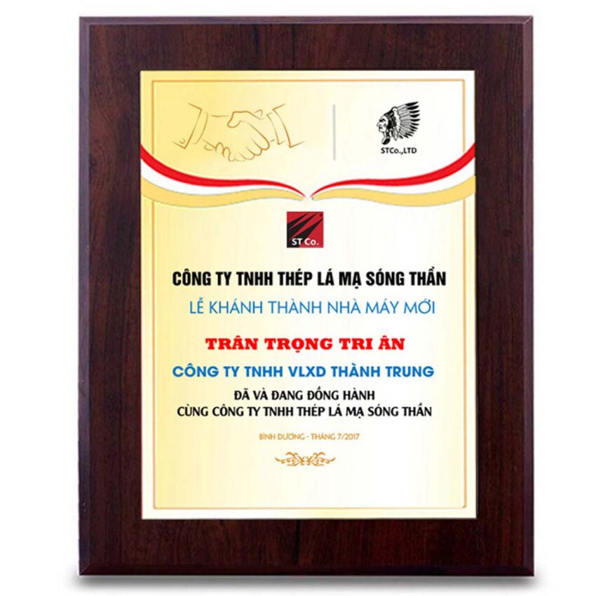Bảng tri ân tặng làm quà tặng Lễ khánh thành (loại lớn)