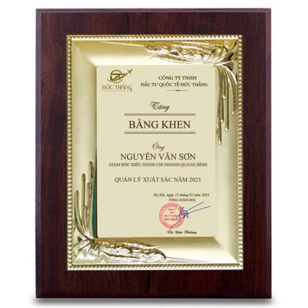 Bảng tri ân vinh danh lãnh đạo doanh nghiệp