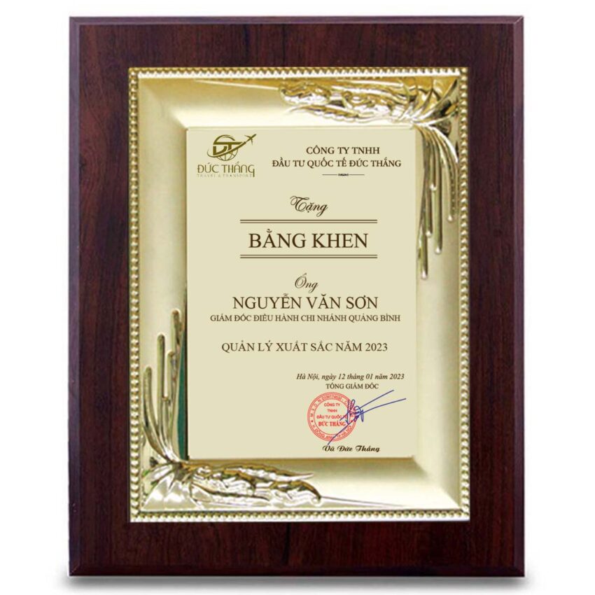 Bảng tri ân vinh danh lãnh đạo doanh nghiệp