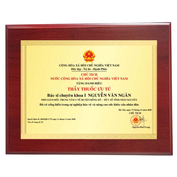 Bảng vinh danh thầy thuốc ưu tú