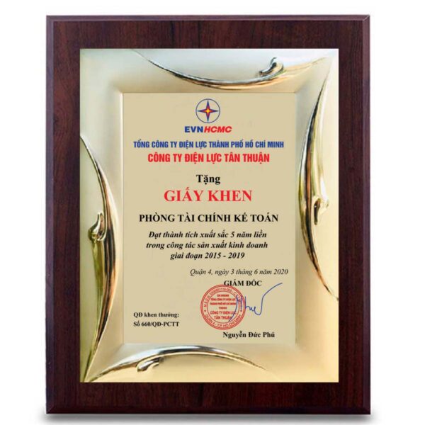 Bằng khen giấy khen vinh danh cao cấp mạ vàng