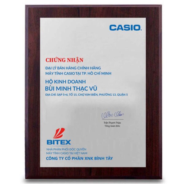 Bảng chứng nhận đại lý nhượng quyền
