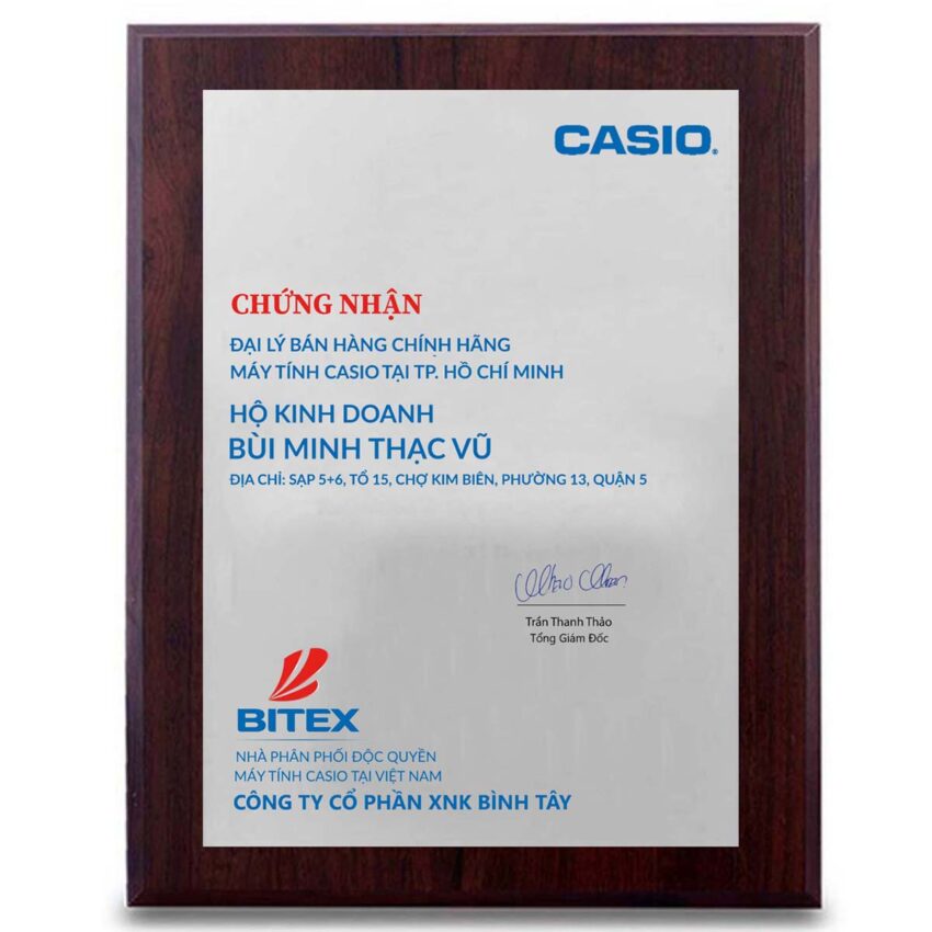 Bảng chứng nhận đại lý nhượng quyền