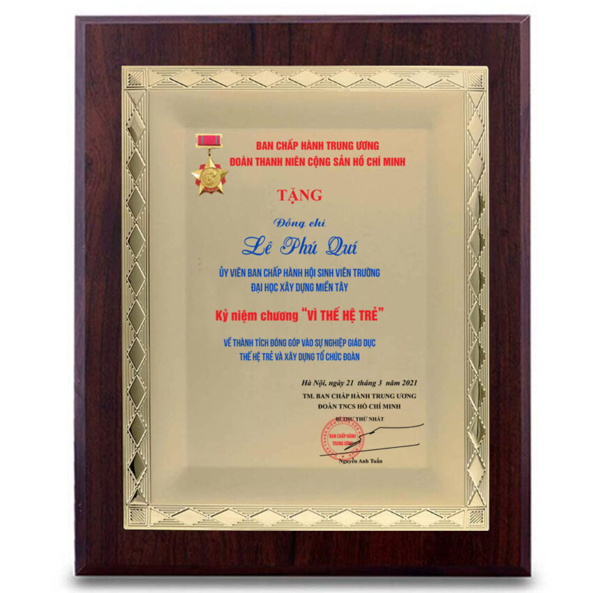 Kỷ niệm chương "vì thế hệ trẻ"