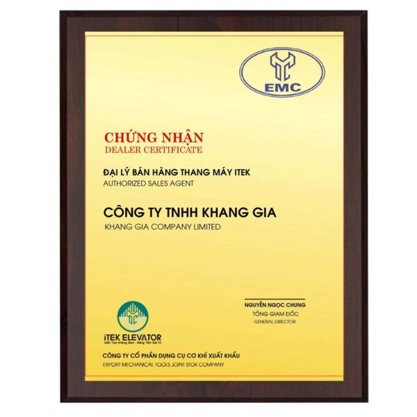 Bảng chứng nhận nhà phân phối xuất sắc