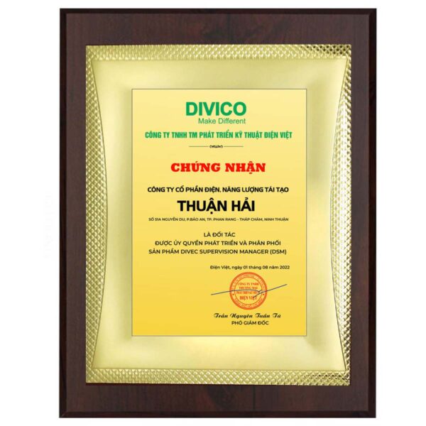 Bảng chứng nhận đối tác bán hàng, nhà phân phối ủy quyền